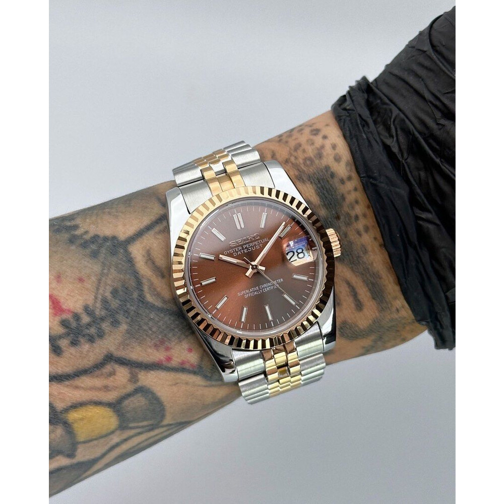 Custom Seiko Mod • 2-Tone Chocolate Rose Gold DateJust • 36mm